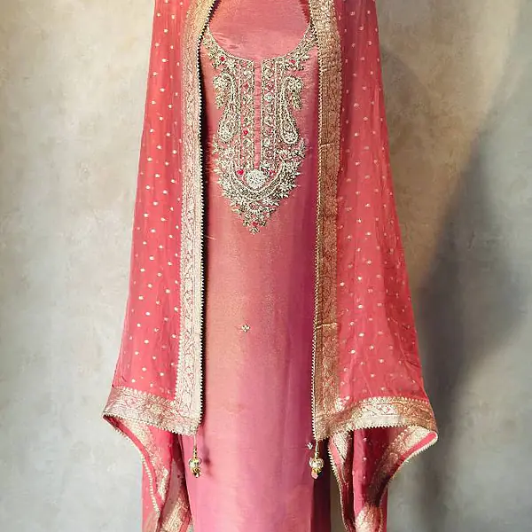 Pure Tissue Handwork Suit - GAJRI