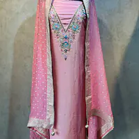Pure Tissue Handwork Suit - GAJRI