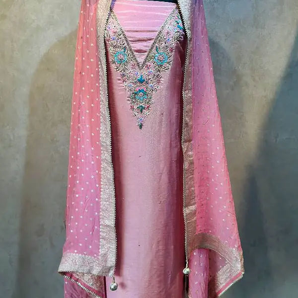 Pure Tissue Handwork Suit - GAJRI