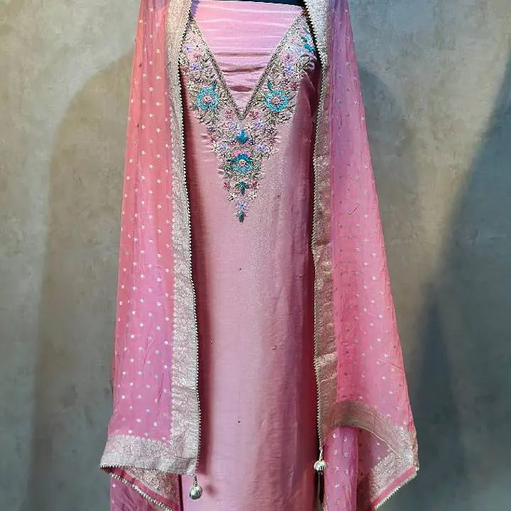 Pure Tissue Handwork Suit - GAJRI