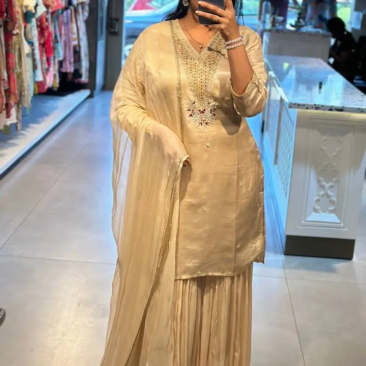 Pure Gajji Silk Sharara Set - CREAM - 42