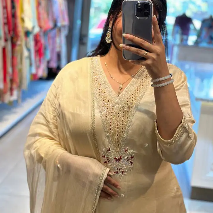 Pure Gajji Silk Sharara Set - CREAM - 44