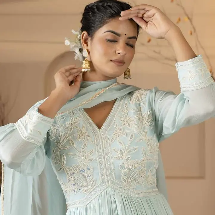 Pure Chinon Handwork Long Gown - L - 40