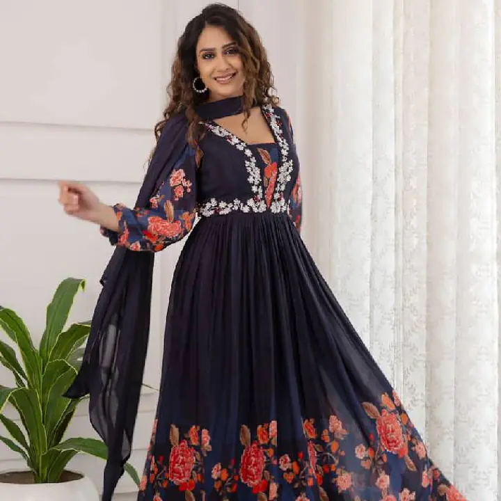Pure Chinon Anarkali Suit