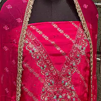 Pure Banarasi Silk Handwork Suit