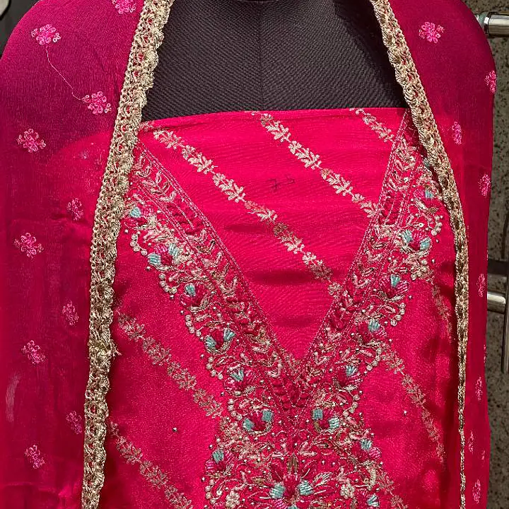 Pure Banarasi Silk Handwork Suit