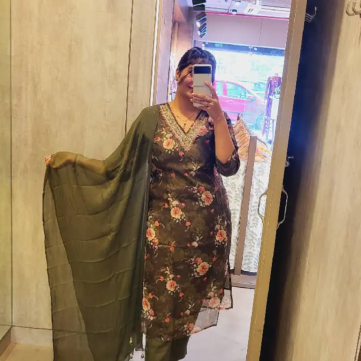 Organza Suit Set - Mehandi - 40