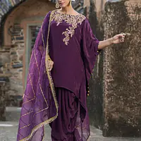 Kaftan Dhoti Set - Purple - 44