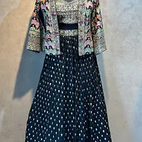Indo-Fusion Lehnga Set - Black - 40