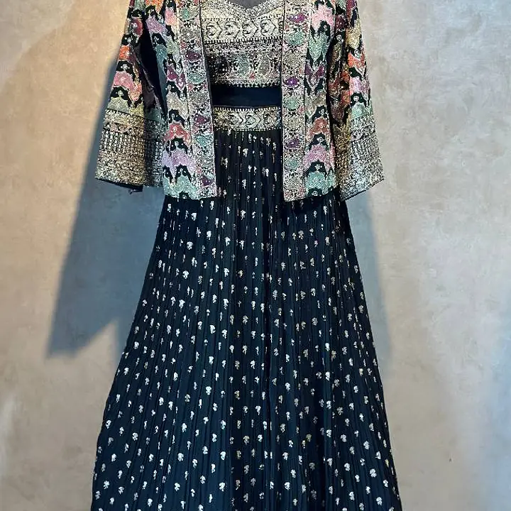 Indo-Fusion Lehnga Set - Black - 40