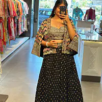 Indo-Fusion Lehnga Set - Black - 42