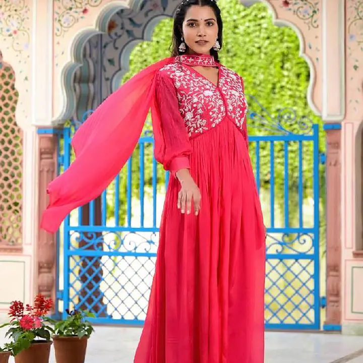 Handwork Long Gown Set