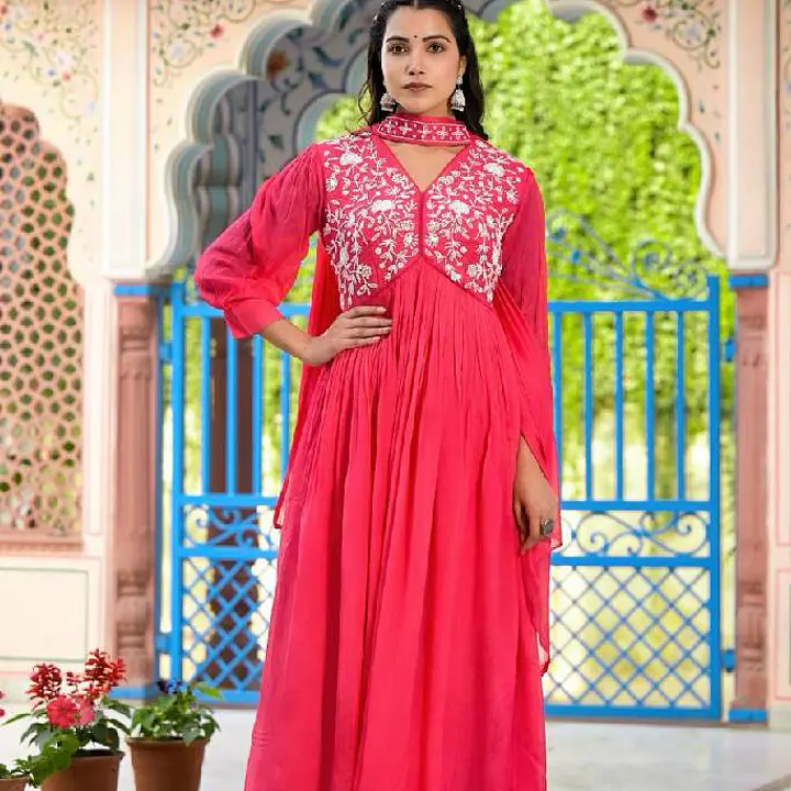 Handwork Long Gown Set