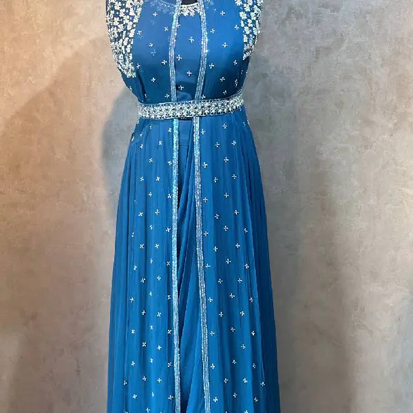Drap Saree With Shurg - Peacock Colour - 44
