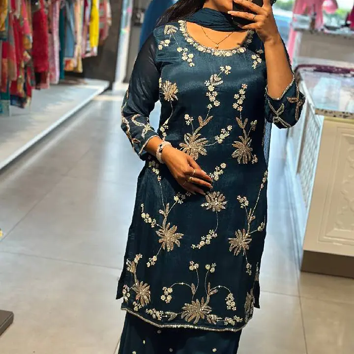 Chinon Handwork Plazo Set - Peacock Colour - 42